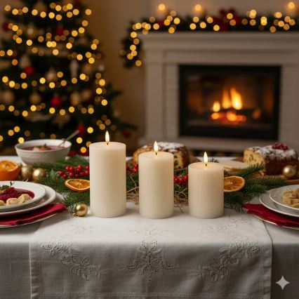 Set van 3 BRILLO LED-kaarsen, LED/3xAAA, crèmekleurig + afstandsbediening