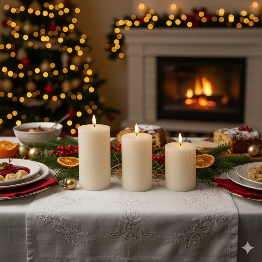 Set van 3 BRILLO LED-kaarsen, LED/3xAAA, crèmekleurig + afstandsbediening