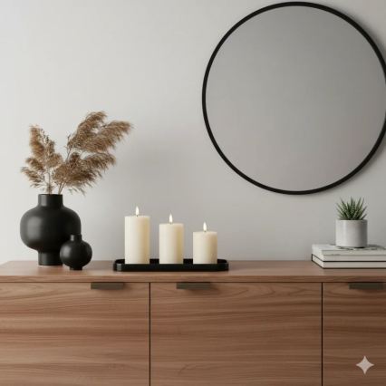 Set van 3 BRILLO LED-kaarsen, LED/3xAAA, crèmekleurig + afstandsbediening