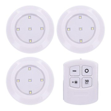Set van 3 dimbare LED-armaturen met afstandsbediening LED/3xAAA