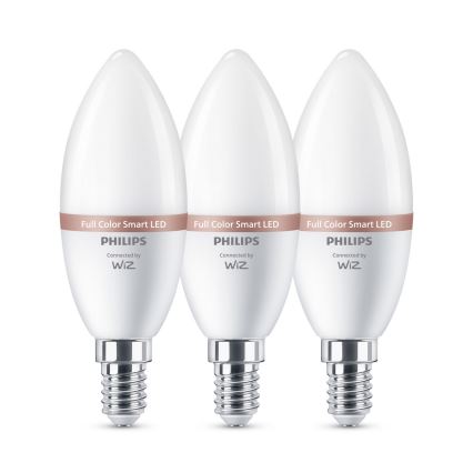 SET 3x dimbare LED-RGB-lampen Philips SMART C37 E14/4,9W/230V 2200-6500K CRI 90