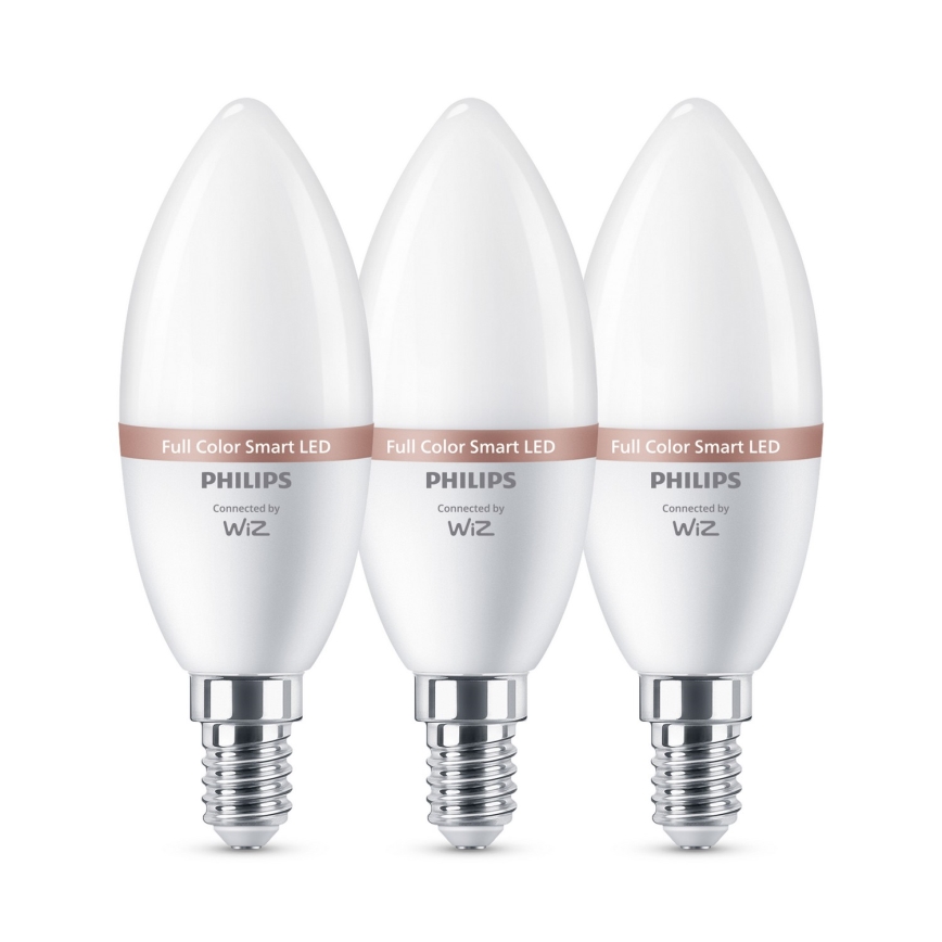 SET 3x dimbare LED-RGB-lampen Philips SMART C37 E14/4,9W/230V 2200-6500K CRI 90