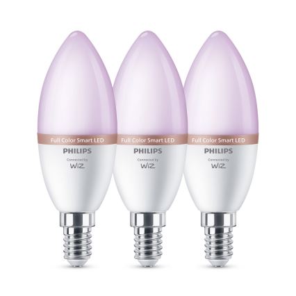 SET 3x dimbare LED-RGB-lampen Philips SMART C37 E14/4,9W/230V 2200-6500K CRI 90