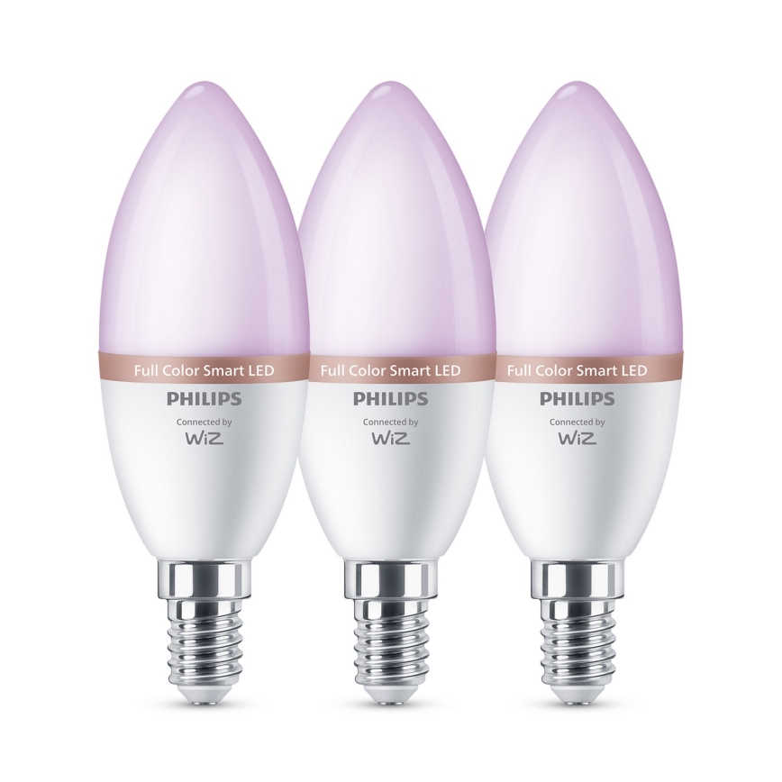 SET 3x dimbare LED-RGB-lampen Philips SMART C37 E14/4,9W/230V 2200-6500K CRI 90