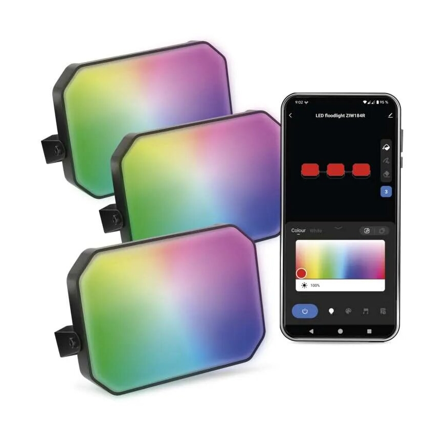 Set van 3 dimbare RGBIC LED-buitenschijnwerpers GoSmart LED/14W/230V 3000-6500K IP65 Wi-Fi Tuya