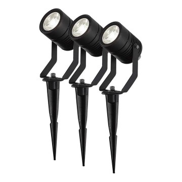 Set van 3 dimbare RGBW LED buitenlampen SmartLife LED/3W/230V IP65 Wi-Fi Tuya zwart