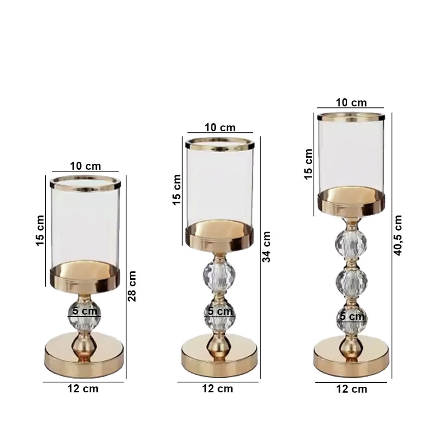 Set van 3 gouden kandelaars