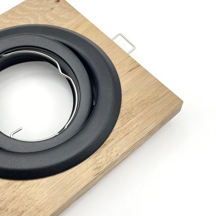 SET van 3 inbouwspots TOBBY, 1x GU10/20W/230V, 11,5x11,5 cm, eiken/zwart