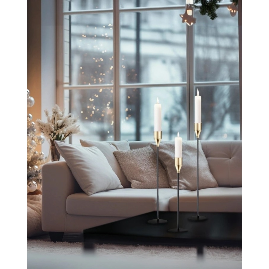 Set van 3 kandelaars, zwart/goud