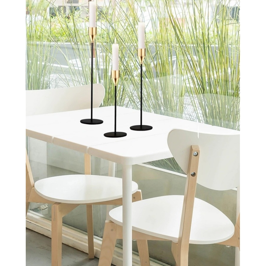 Set van 3 kandelaars, zwart/goud