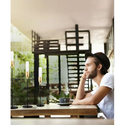 Set van 3 kandelaars, zwart/goud