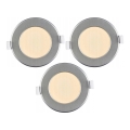 Set van 3 LED-badkamer inbouwspots, 6W/230V, IP44, zilver