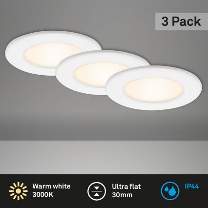 Set van 3 LED-inbouwspots voor badkamer LED/6W/230V 3000K IP44 wit