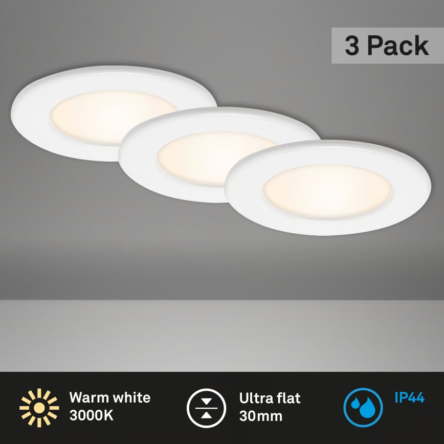 Set van 3 LED-inbouwspots voor badkamer LED/6W/230V 3000K IP44 wit