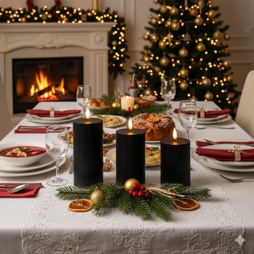 Set van 3 LED-kaarsen BRILLO LED/2xAA, zwart, inclusief afstandsbediening