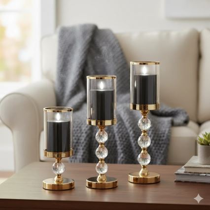 Set van 3 LED-kaarsen BRILLO LED/2xAA, zwart, inclusief afstandsbediening