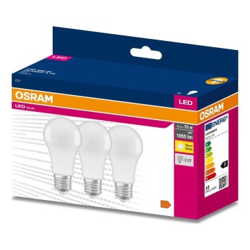 Set van 3 LED-lampen A60 E27/10W/230V 3000K - Osram