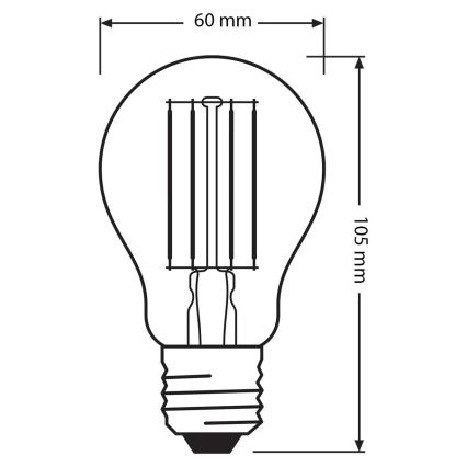 Set van 3 LED-lampen BASE CLASSIC FILAMENT A60 E27/11W/230V 4000K - Osram
