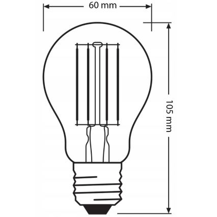 Set van 3 LED-lampen BASE CLASSIC FILAMENT A60 E27/7,5W/230V 4000K - Osram