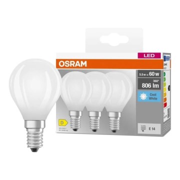 Set van 3 LED-lampen BASE CLASSIC FILAMENT E14/5,9W/230V 4000K - Osram
