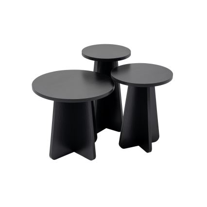 SET VAN 3x Bijzettafel LUME Ø 28/33/43 cm zwart