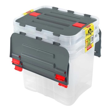Set van 3 opbergboxen DRAGON 24 l grijs/transparant