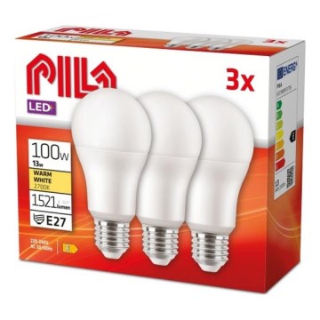 Set van 3 Philips Pila LED-lampen E27/13W/230V 2700K