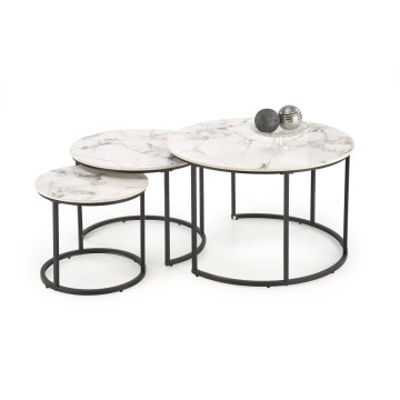 Set van 3 salontafels COMORO, wit/zwart