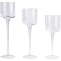 Set van 3 transparante kandelaars