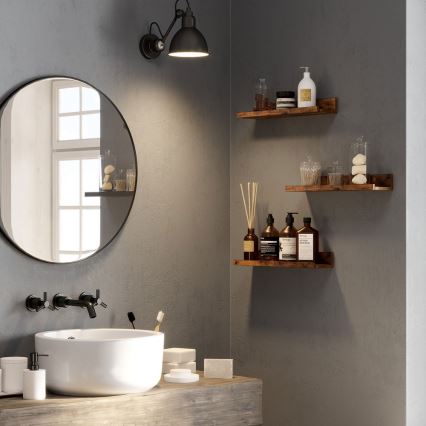 Set van 3 wandplanken SHELFY 38 x 5 x 10 cm, bruin