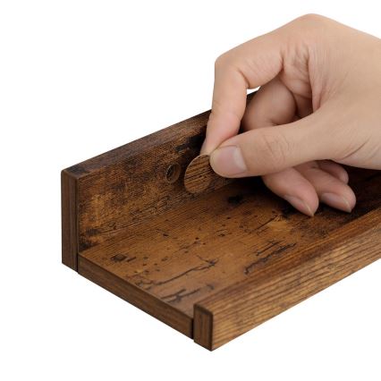 Set van 3 wandplanken SHELFY 38 x 5 x 10 cm, bruin