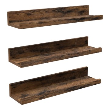 Set van 3 wandplanken SHELFY 38x5x10 cm bruin