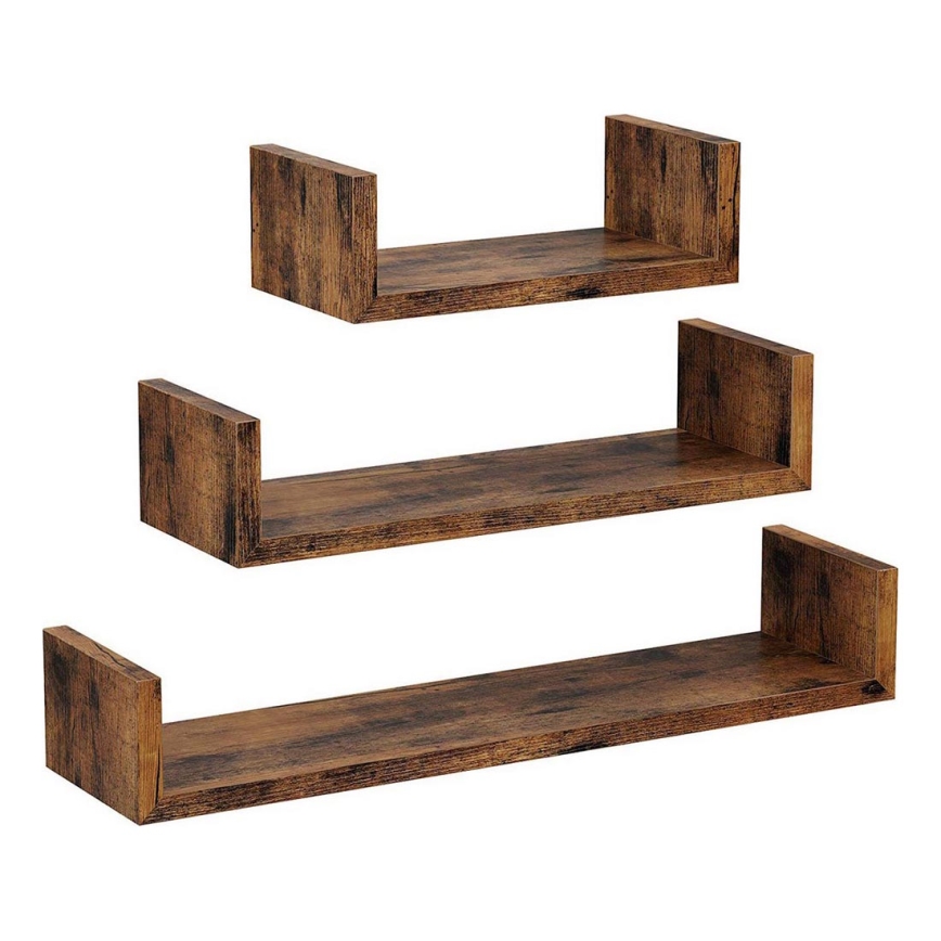 Set van 3 wandplanken SHELFY, bruin