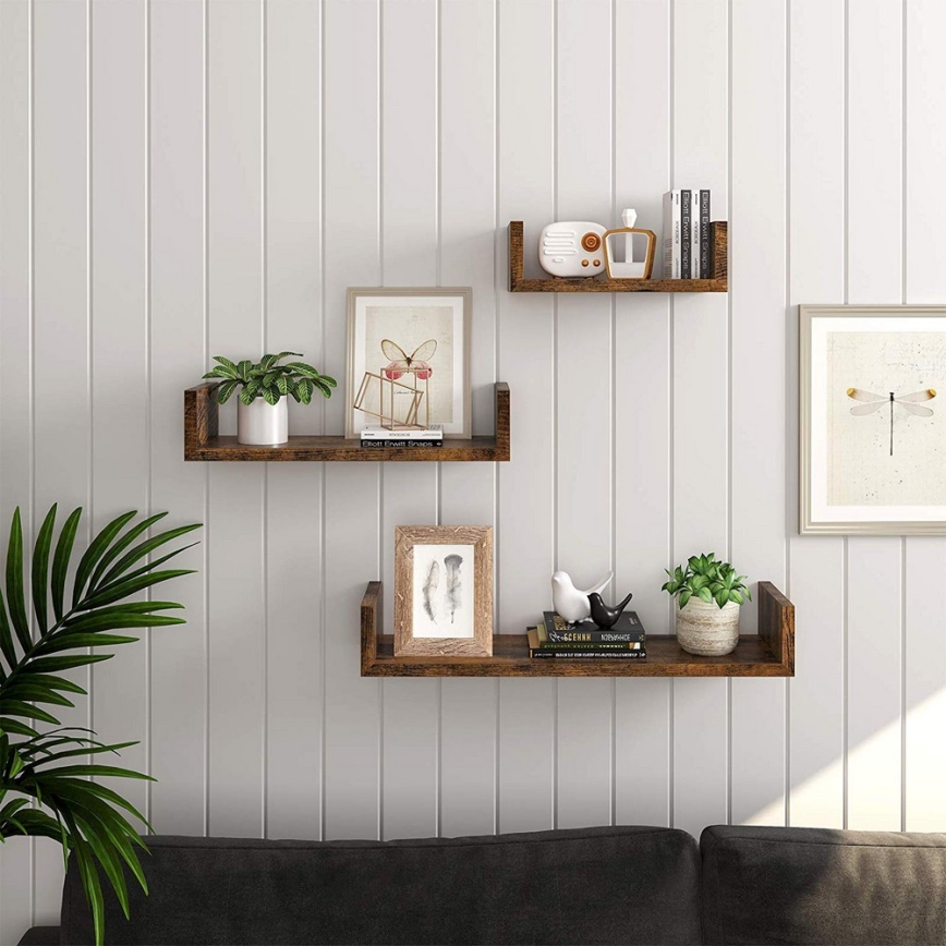 Set van 3 wandplanken SHELFY, bruin