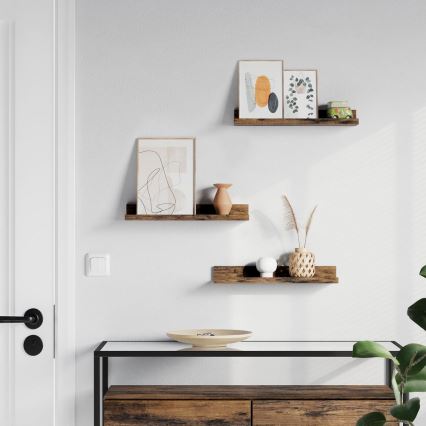 Set van 3 wandplanken SHELFY, bruin