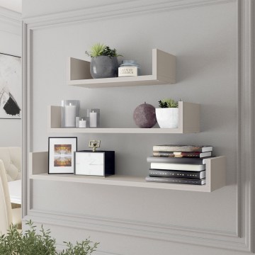 SET van 3 wandplanken TRIO 40/60/80x11x18 cm kasjmier