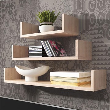 Set van 3 wandplanken TRIO 40/60/80x11x18 cm Sonoma eik