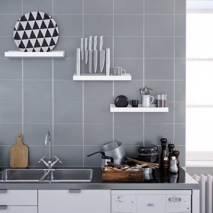 Set van 3 witte wandplanken SHELFY