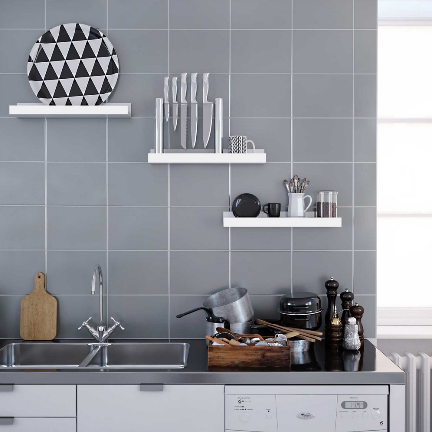 Set van 3 witte wandplanken SHELFY