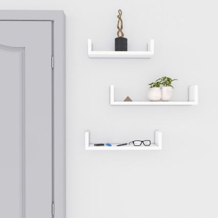 Set van 3 witte wandplanken SHELFY