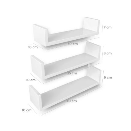 Set van 3 witte wandplanken SHELFY