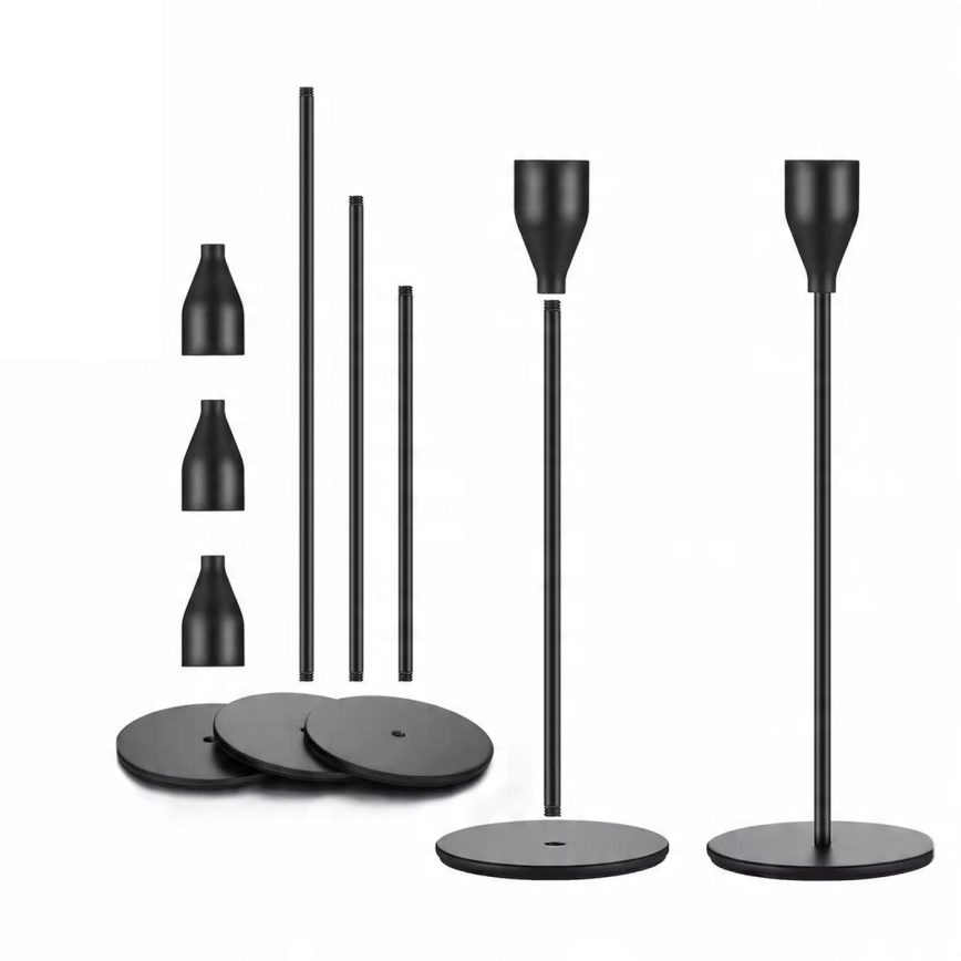 Set van 3 zwarte kandelaars