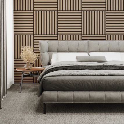 Set van 4 akoestische wandpanelen DANVIKEN 60x60 cm eiken