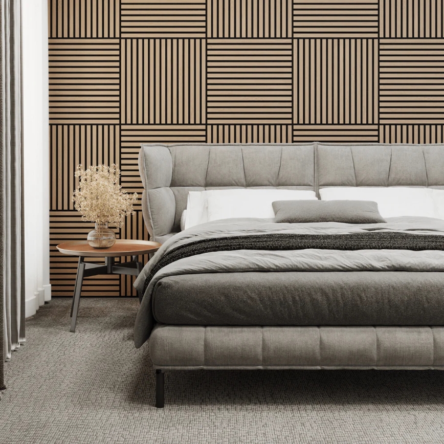 Set van 4 akoestische wandpanelen DANVIKEN 60x60 cm eiken