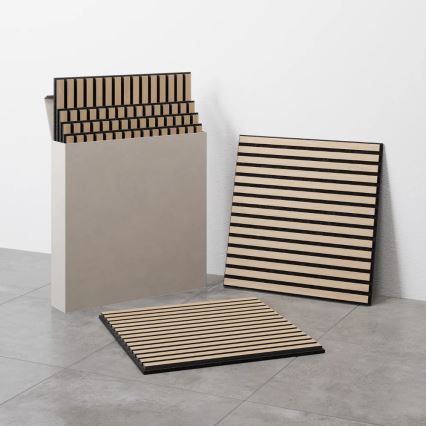 Set van 4 akoestische wandpanelen DANVIKEN 60x60 cm eiken