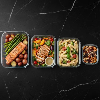 Set van 4 bewaardozen voor voedsel – transparant/mint