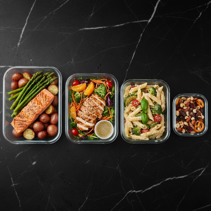 Set van 4 bewaardozen voor voedsel – transparant/mint