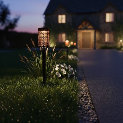 Set van 4 DECOR LED-zonnelampen 1,2V 150 mAh 3000K 39 cm IP44 zwart
