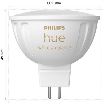 Set van 4 dimbare LED-lampen Philips Hue WHITE AMBIANCE GU5,3/MR16/5,1W/12V 2200-6500K