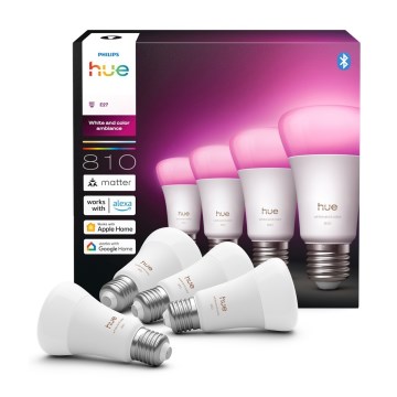 Set van 4 dimbare LED-lampen Philips Hue White and Color Ambiance E27/6W/230V 1000-20000K